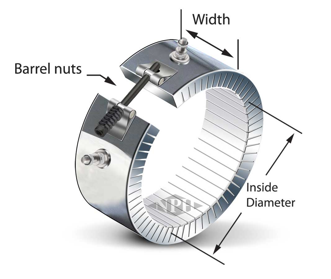 Ceramic Band Heater 1 Pc. Construction, Post - Terminals on Each Side of Gap- Style 4