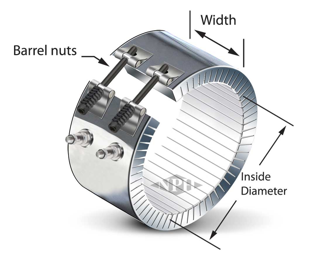 eramic Band Heater 1 Pc. Construction, Post - Terminals on One Side Centered at Width - Style 6