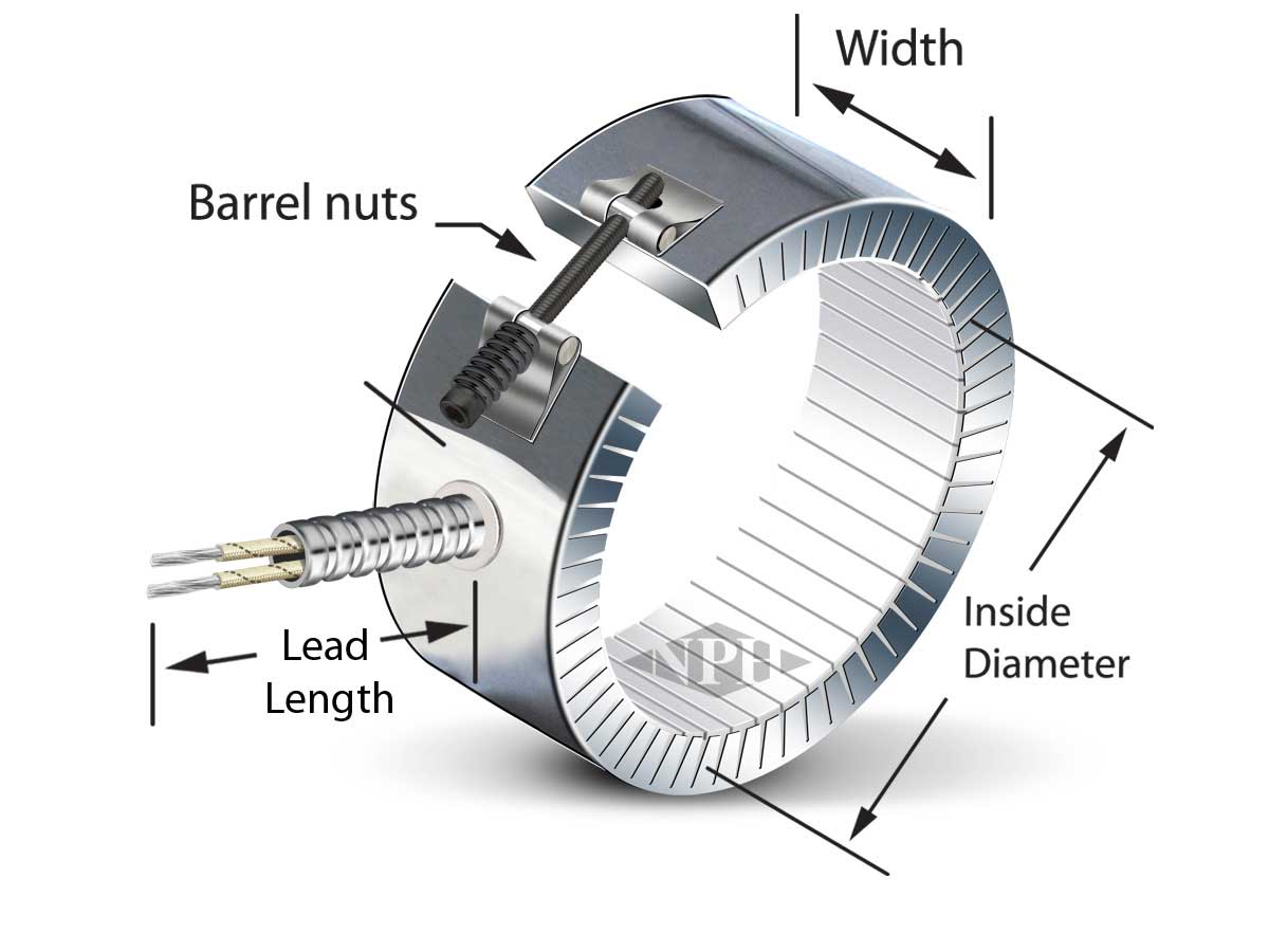 Armored Flexible Cable Leads-Ceramic Band Heaters - Style 10