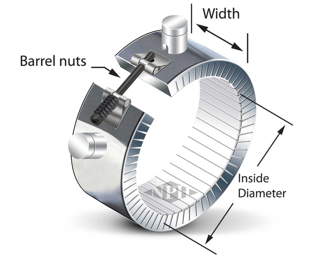 Ceramic Band Heater 1 Pc. Construction  with - Ceramic Terminal Covers - Style 12