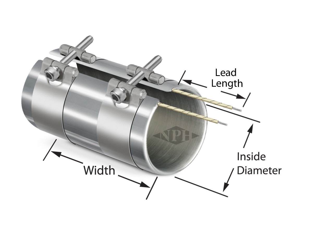 Nozzle Band Heater - Style 3 - Barrel Nut Straps Closure with F/G Leads Nozzle Band Heater - Style 3 - Barrel Nut Straps Closure with F/G Leads