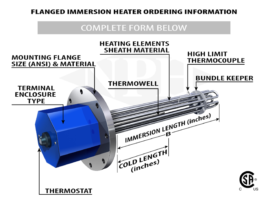 Custom Industrial Process/Tank Heaters-Flanged Immersion Heaters