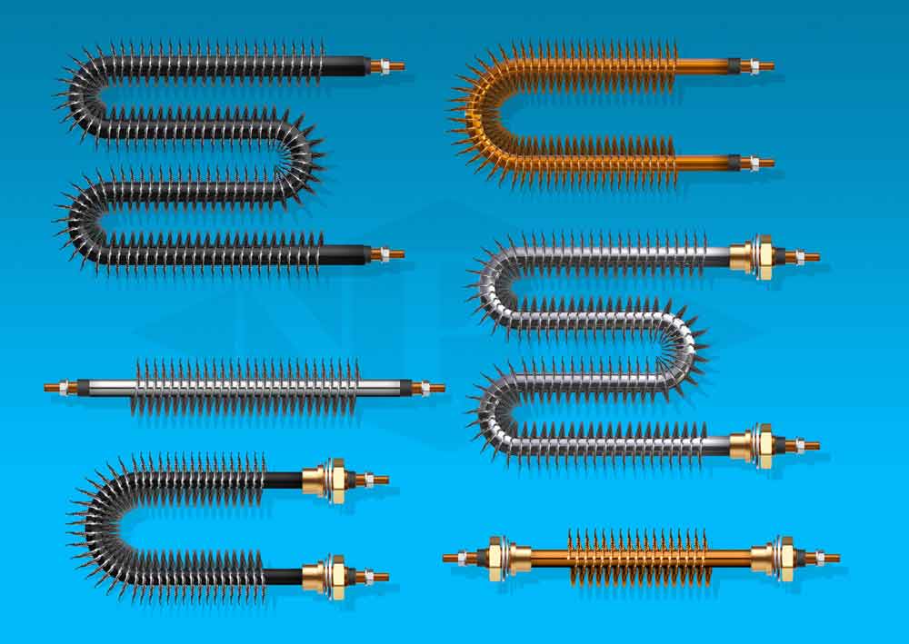 Finned Tubular Heaters with Copper, Stainless Steel and Incoloy Sheaths